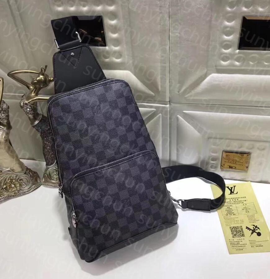 

LV Louis bag Vitton ysl Mens Avenue Sling Bag Real Leather Designers Crossbody Bags Graphite Coated Textile Lining