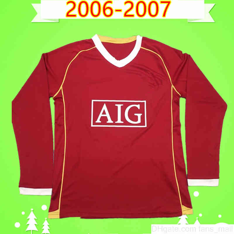 

Manchester 2006 2007 Retro soccer jersey long sleeve 06 07 full sleeve football shirt uniform classic commemorate Collection RONALDO ROONEY GIGGS, Black;yellow