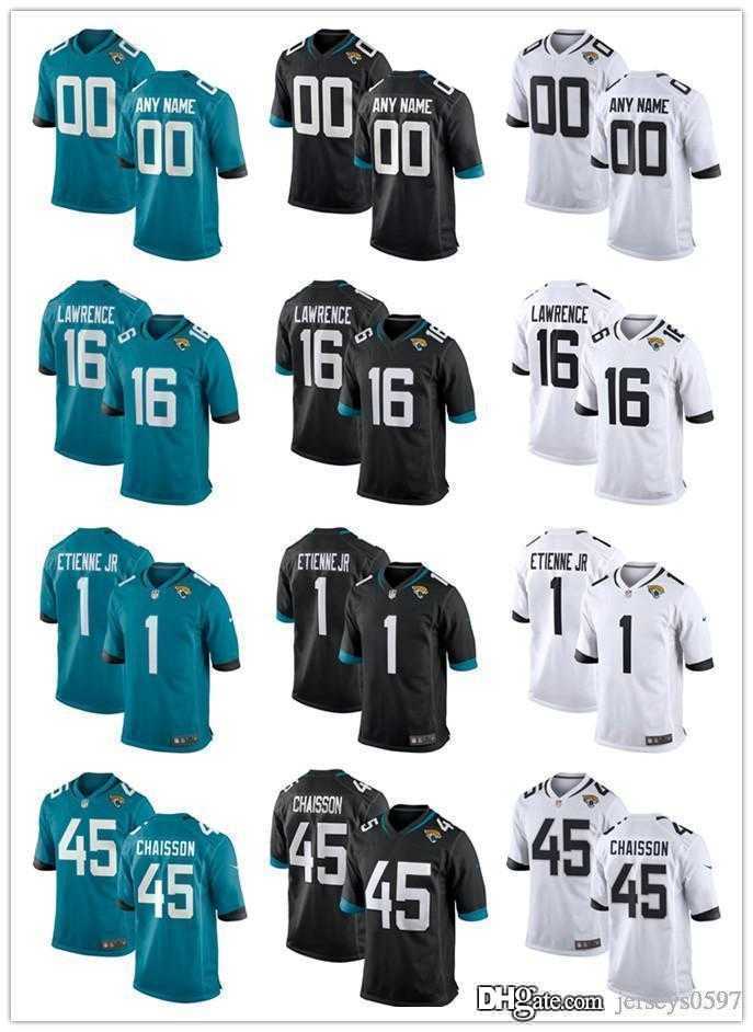 

custom JacksonvilleJaguarsJersey 16 Trevor Lawrence 1 Travis Etienne JR 17 D.J. Chark 45 K'Lavon Chaisson Football Jerseys, Color