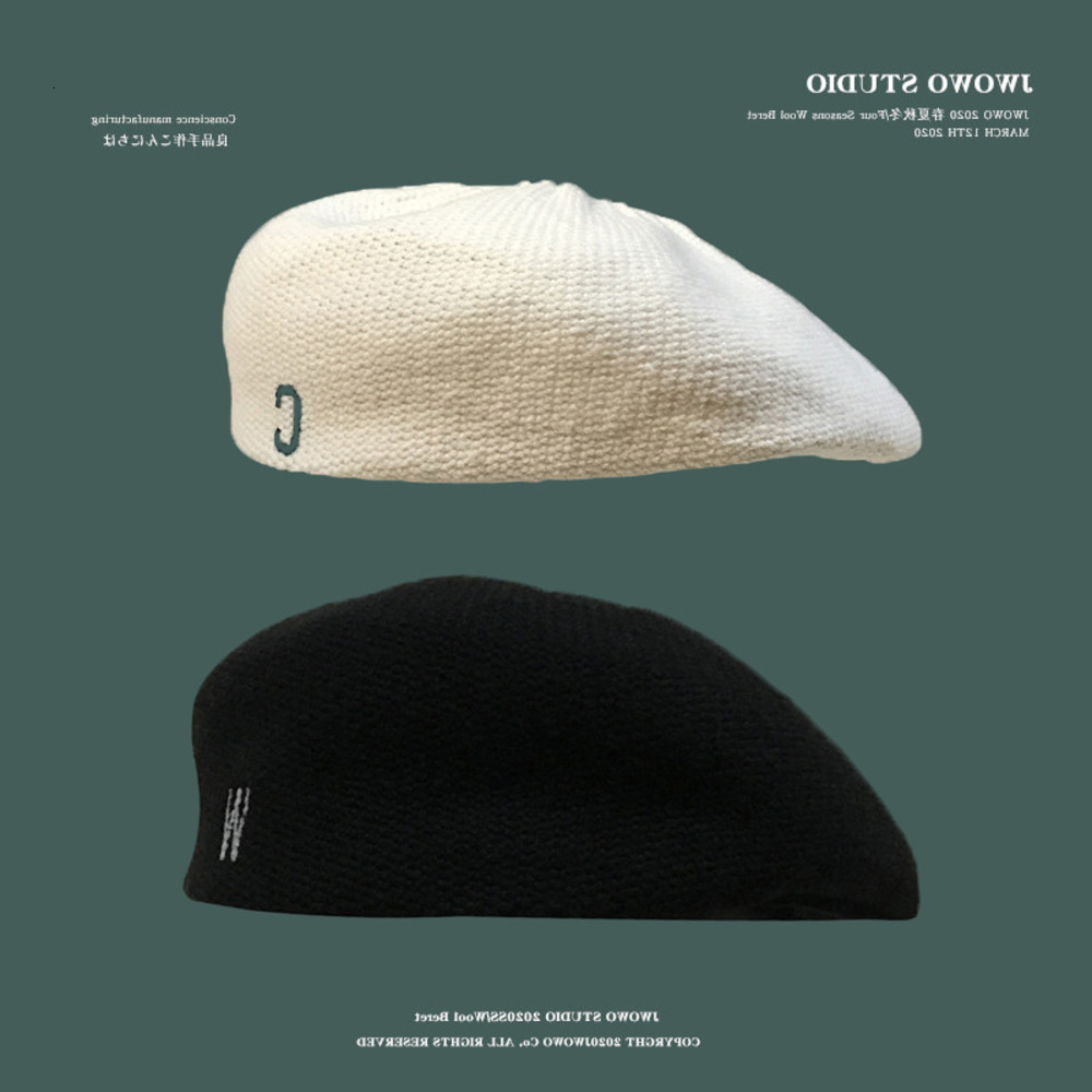 

Minority knitted reverse Berets for men and women, Blue;gray