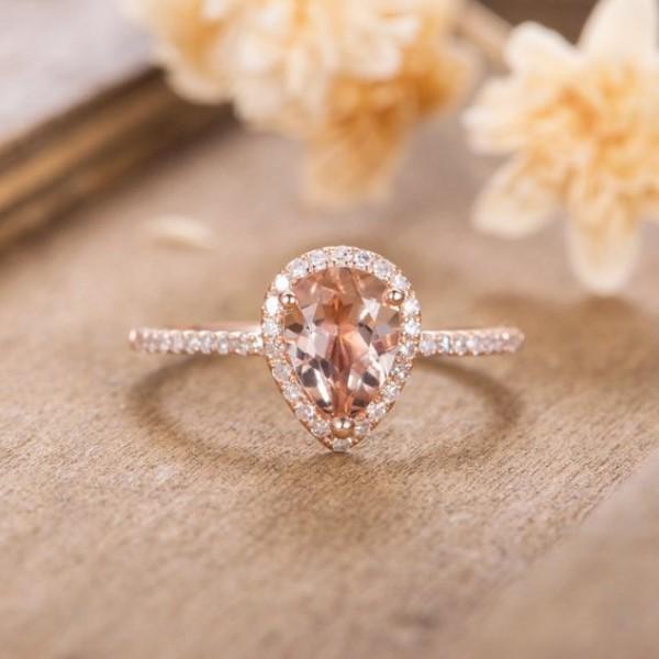 Wedding Rings HUITAN Luxury Anniversary Ring With Pear Shape Huge CZ Prong Setting Rose Gold Color Fashion Engagement For Women-image-708087342