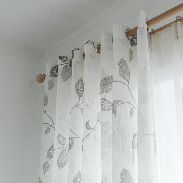 

Curtain & Drapes Grey Red Brown Leaves Tulle Curtains For The Bedroom Living Room Modern Printed Voile Sheer On Window Door