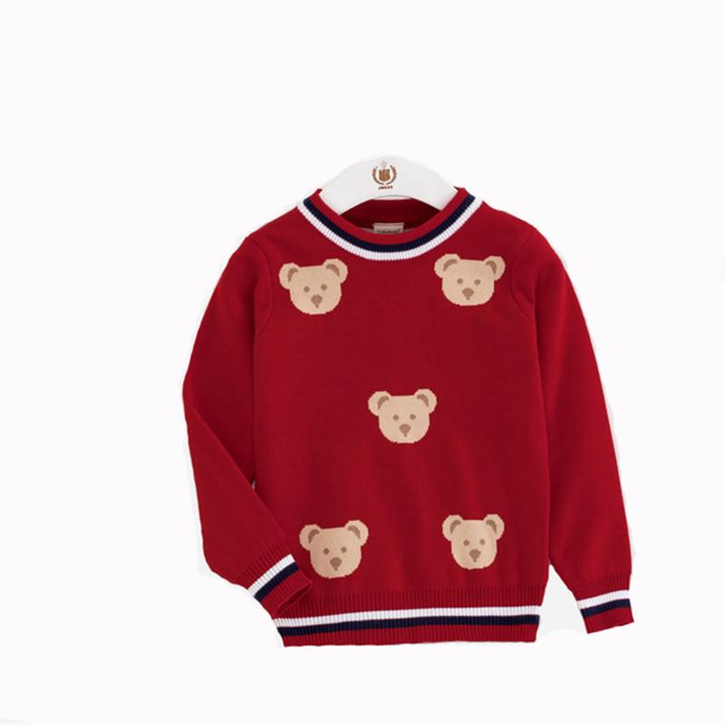 

Bear Baby Boy Sweater Knitted Outfit Kids Coat Long Sleeve Winter Warm Cartoon Printed Comfortable Christmas Cardigan, Blue