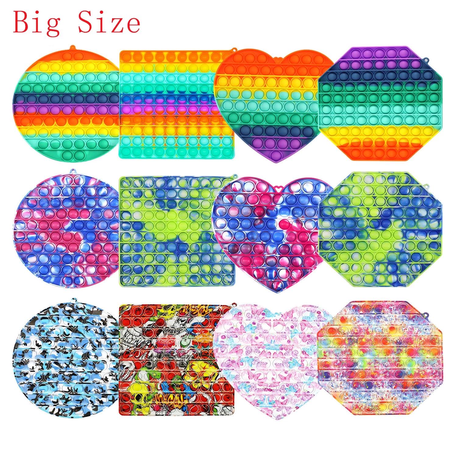 

US STOCK Super Big Size 30cm Fidget Toys Push Bubble Autism Needs Squishy Stress Reliever Rainbow Toys Adult Kid Funny Anti-stress Fidget Party Gifts