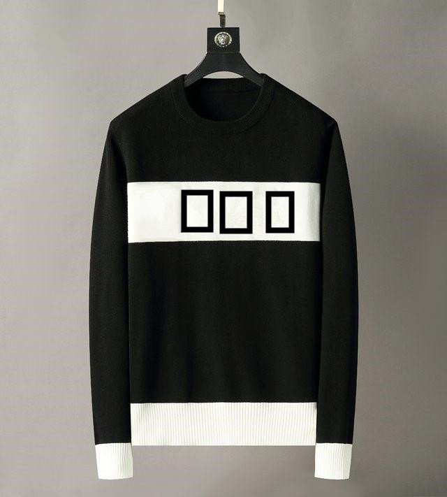 

2021 high end luxury autumn and winter new men's wool bottomed sweater round neck fashion casual letter printed couple's wear, White