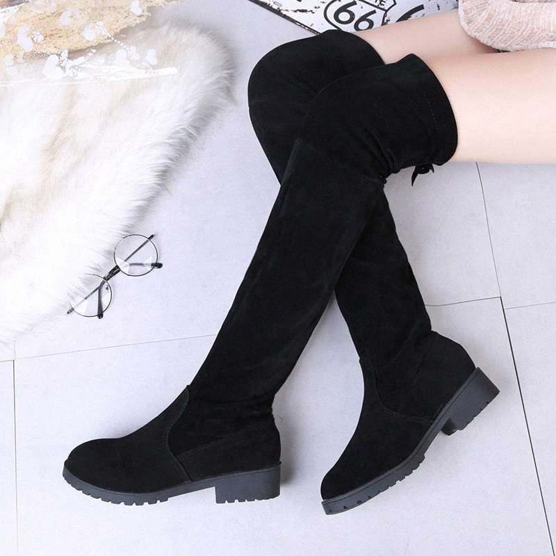 

plus size 35 51 nice new over the knee boots women autumn style vogue shoes woman high heels ladies leisure boot r2k4#, Black