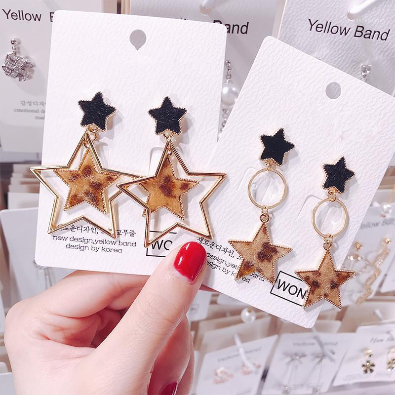 

Silver Korean Earrings For Women Stars Eardrop Leopard Print Drop Female Brincos 2022 Dangle & Chandelier