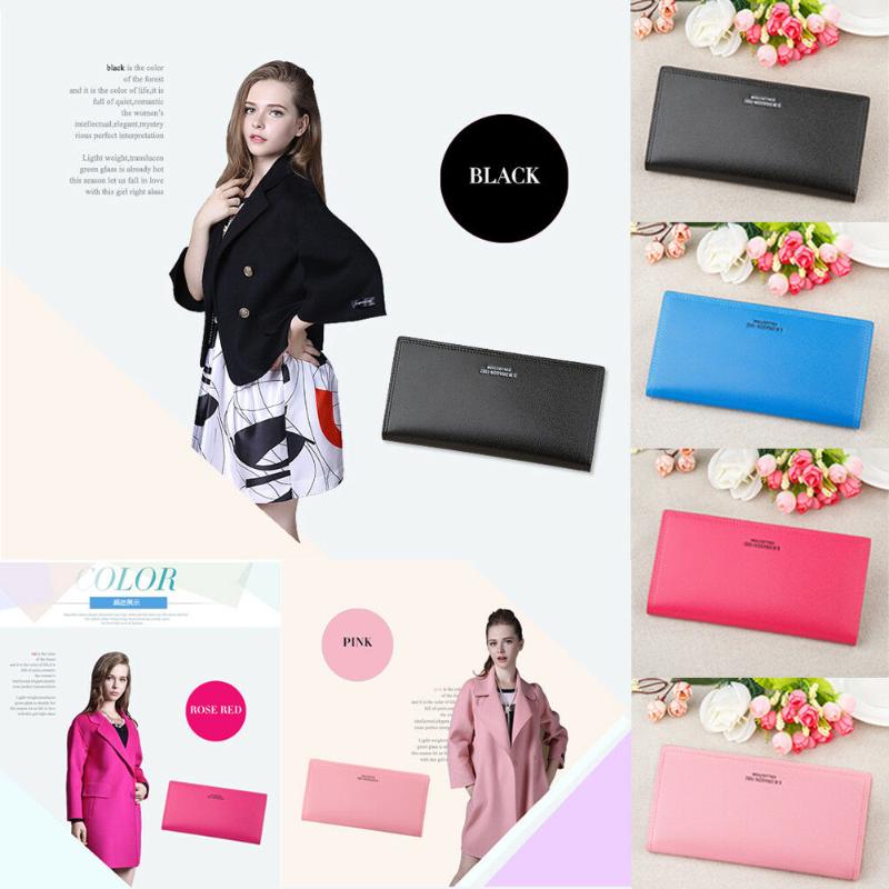 

Wallets Women Ladies Clutch Leather Wallet Long Card Holder Phone Bag Case Purse, Black