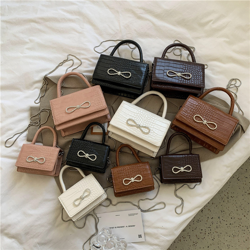 

girls princss handbags kids bowknot PU casual single shoulder bag woman simple chain small square bags mini wallet F936, Pink