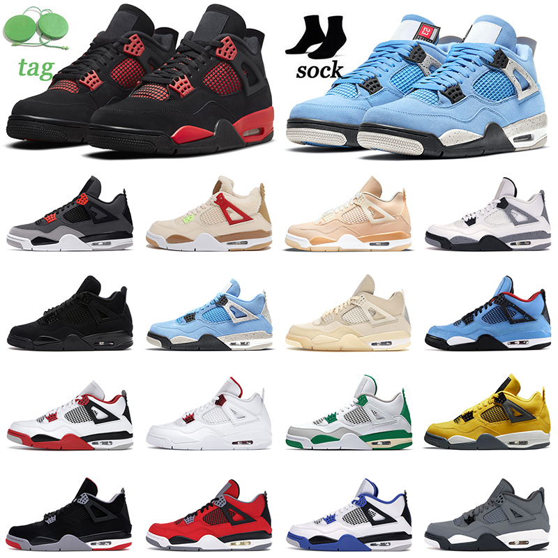 

Red Thunder 4 4s Mens Basketball Shoes Black Cat University Blue Infrared Shimmer Men Womens Trainers Sports Sneakers, 4s fire red