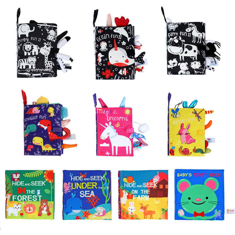 0-36M Baby Early Learning Toy Tail Parent-child Interactive Sound Paper Puzzle Cloth Book Rattle-image-754370541