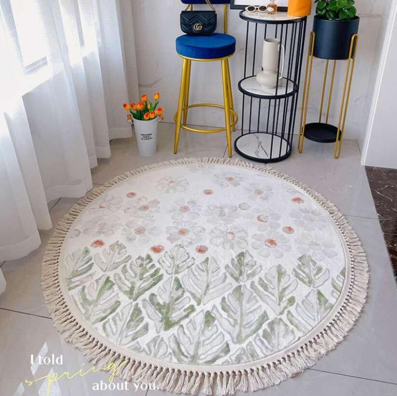 

Carpets Nordic Tassel Carpet Round Floor Mat Bedroom Area Rug Table Chair Cloakroom Bedside Blanket Living Room Coffee
