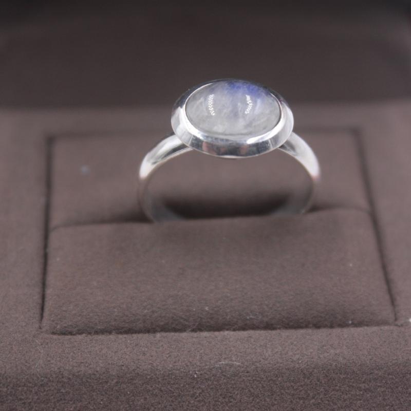 

Cluster Rings Pure S925 Silver &Moonstone Ring Elegant Woman US 7 Smooth Round 12mmW 5-9 Fashion