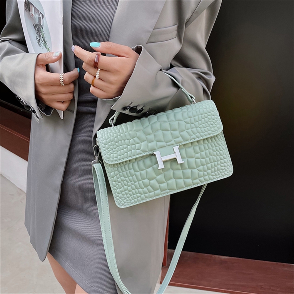 

Bag women's bag new fashion Single Shoulder Messenger small square solid color embossed urban simple, White