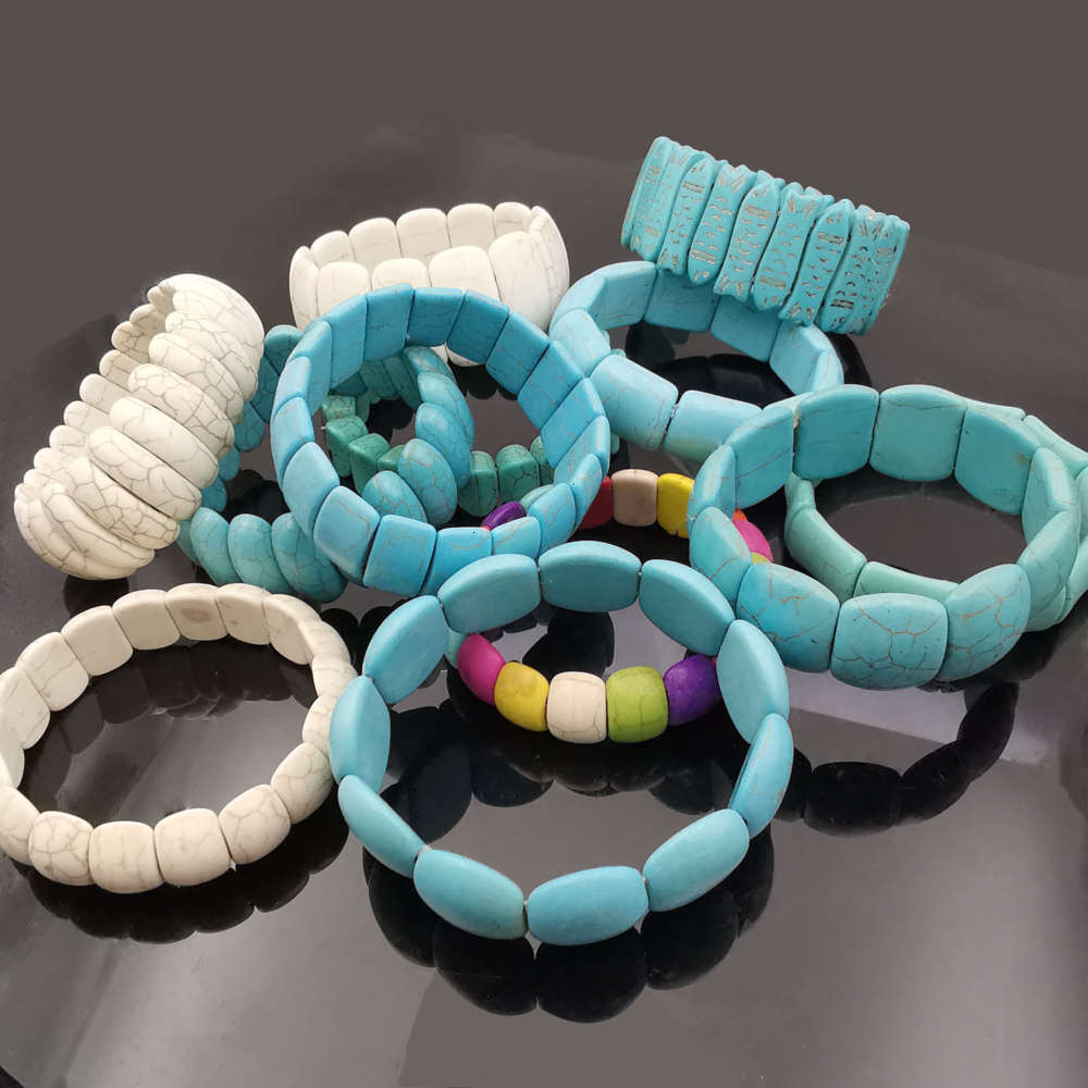 

Hand catenary Bohemian style colorful Turquoise Bracelet Jewelry mixed batch, Black