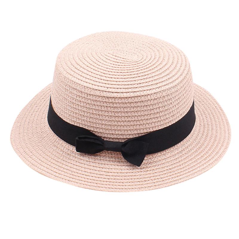 

Wide Brim Hats Women's Summer Solid Top Hat Sun Visor Straw Beach Retro Bowknot Flat Sunscreen Sombreros De Mujer, Khaki
