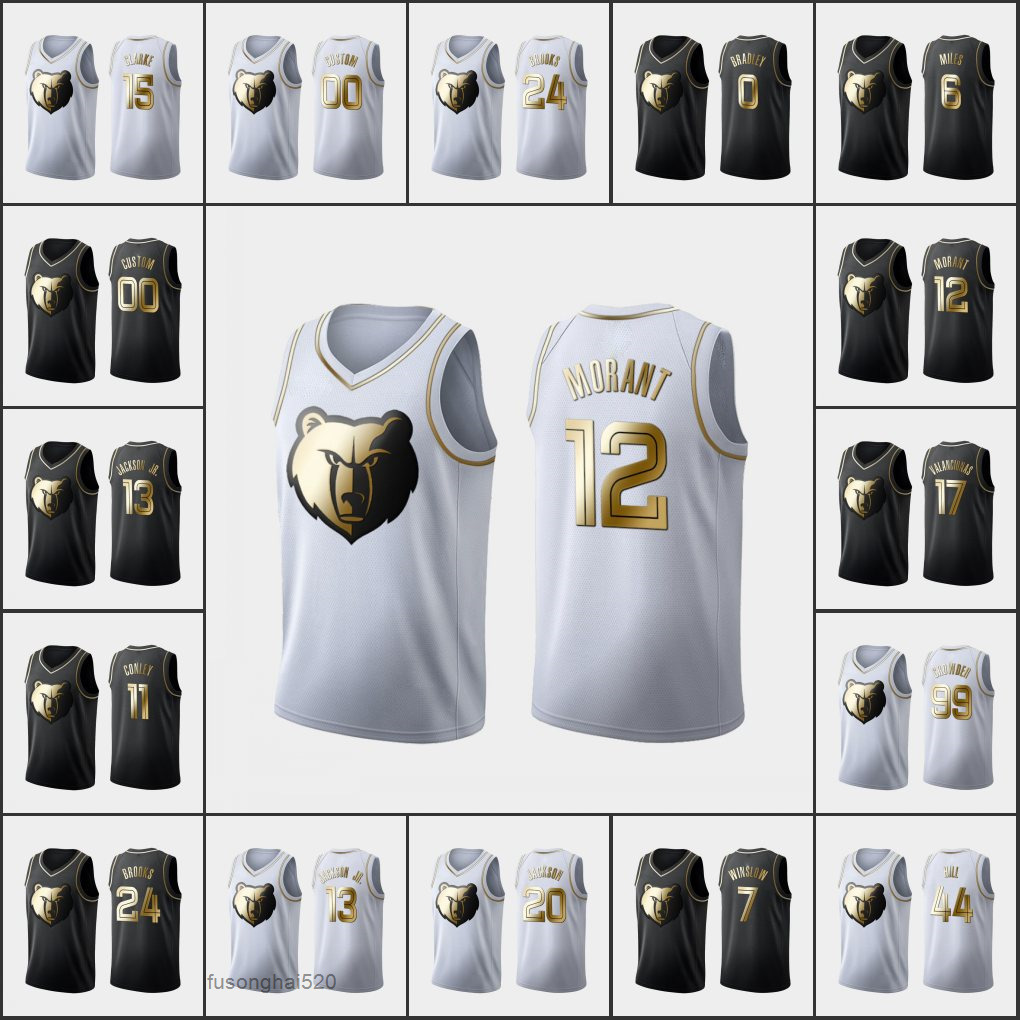 

Printed Custom MemphisGrizzliesMen Ja Morant Jaren Jackson Jr. Brandon Clarke Jonas Valanciunas C.J. Miles Custom Golden Edition Jersey, 15