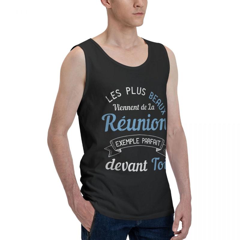 

Men' Tank Tops The Most Beautiful Come From Reunion Humor Top Shirt R248 Vest Men Set Graphic Quality Sleeveless Garment, Black