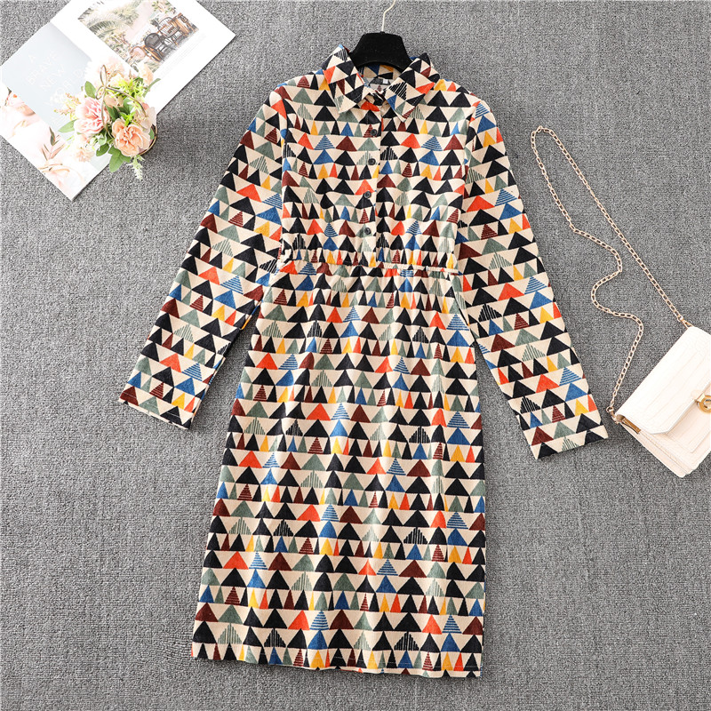 

2021winter spring autumn corduroy long sleeve midi shirt dress red pink plaid vintage fashion office lady dresses woman 2021, Black;gray