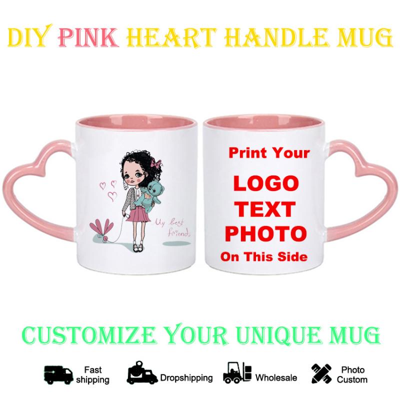 

mugs diy po logo mug pink heart customize girl cup print image text kitchware bottle coffee ktdz-rw-007-fa