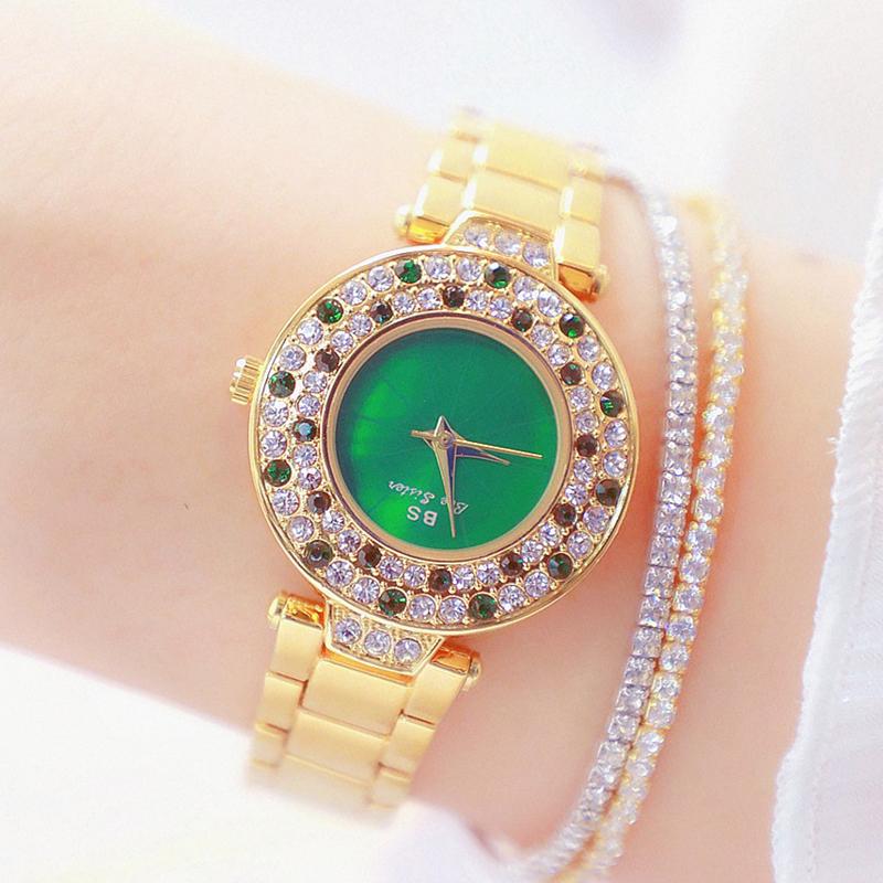 

Wristwatches Bs Diamond Ladies Wrist Watches Rhinestone Gold Women Stainless Steel Female Clock Hour Relogio Feminino, Silver-add-tool