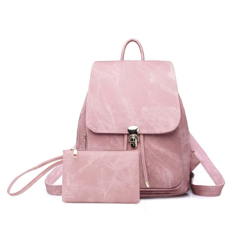 

Outdoor Bags Vintage Women Backpack Denim Leather Style Bag Waterproof Back Pack B0042, Khaki