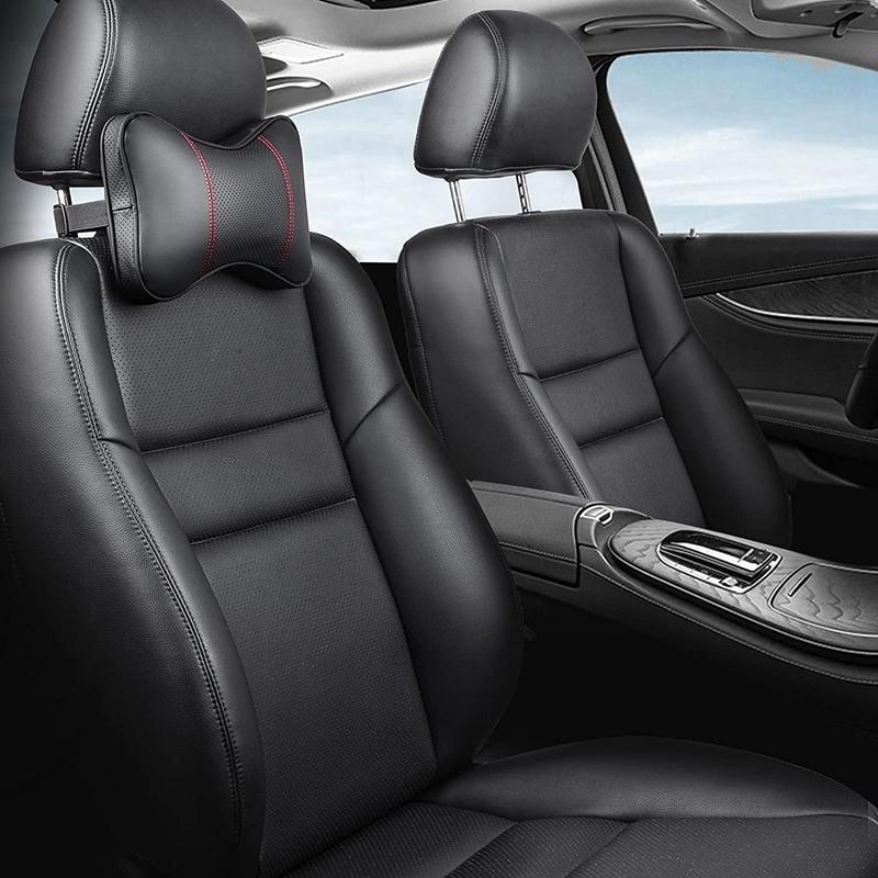 Coussins de siège 2 paquets de coussin en mousse à mémoire de forme d'oreiller d'appui-tête de voiture avec support de cou de couverture d'unité