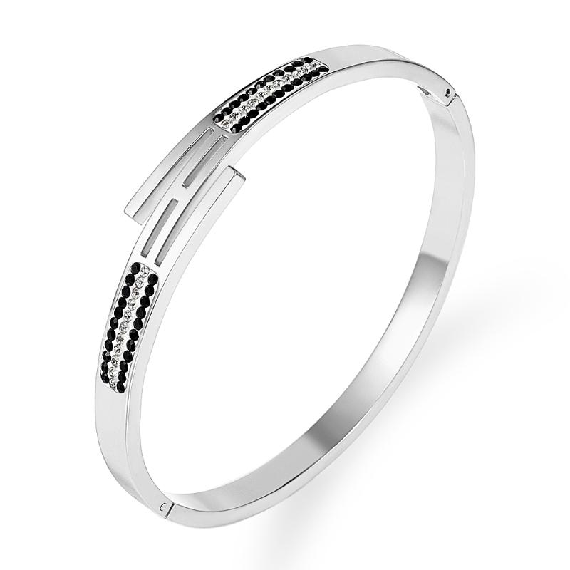 

Bangle FYSARA Stainless Steel Gold Color Crystals Circles Cuff Bracelets Hollow Bangles Fashion Jewelry