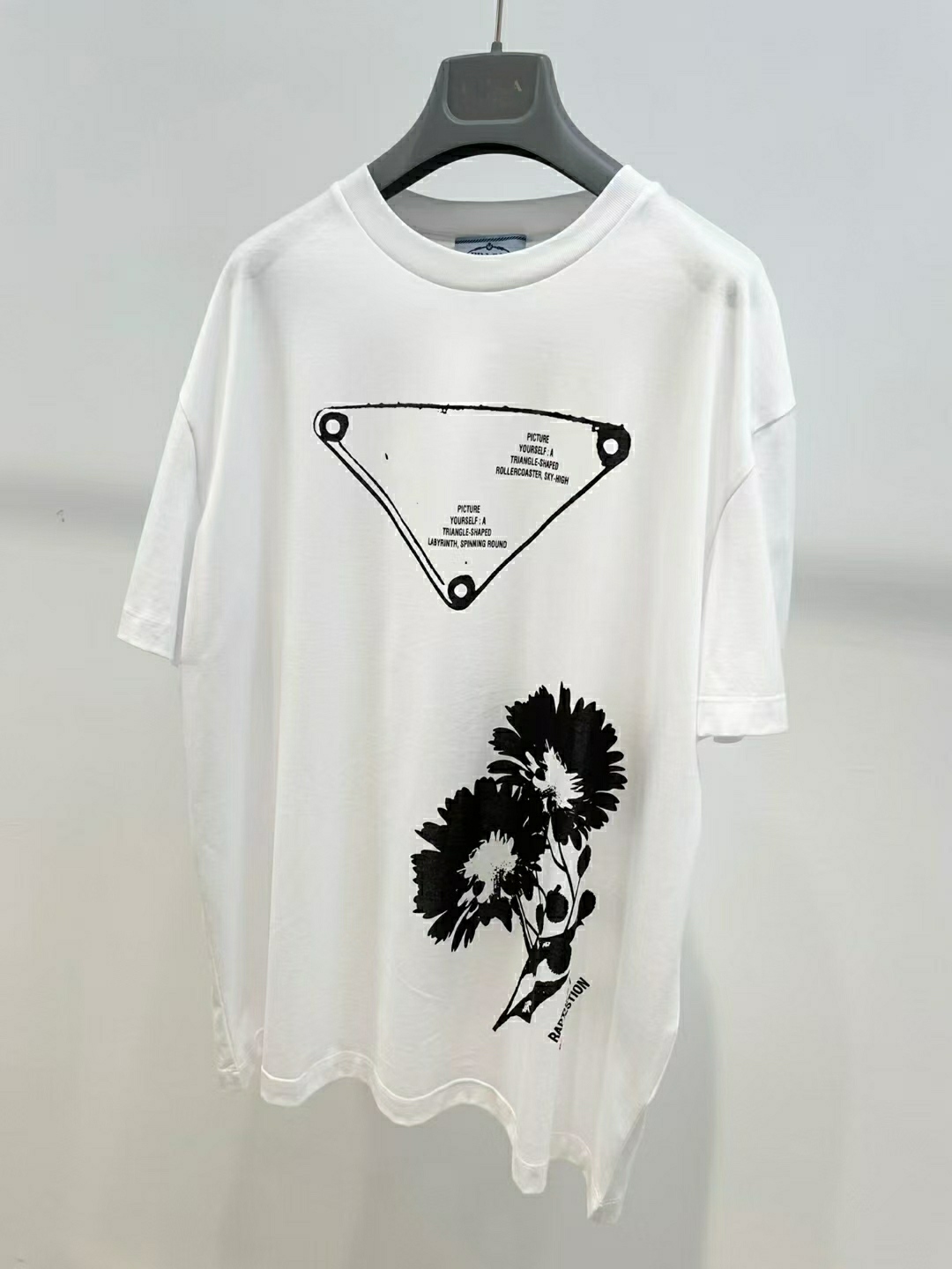 

2021 Summer new mens designer flower printing t shirts ~ US SIZE tshirts OVERSIZED ~ tops mens high quality designer short sleeve t shirts, White