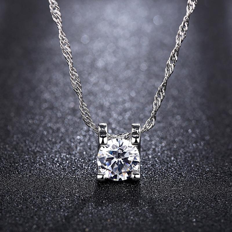 

Pendant Necklaces Inlaid Zircon Ladies Necklace Korean Version Jewelry Simple For Women Gift, Silver
