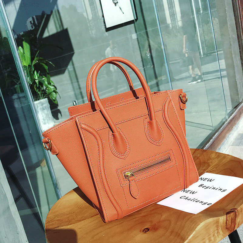 

Hand Bag Women's 2021 Fashion Portable Single Shoulder Messenger Large Capacity Litchi Pattern Smiling Face