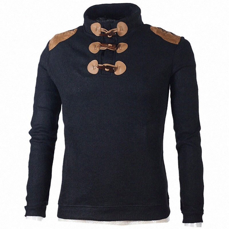 Men's Pullover Color Block Vintage Style Long Sleeve Sweater Cardigans Stand Collar Fall Winter Black Dark Gray d2IX#
