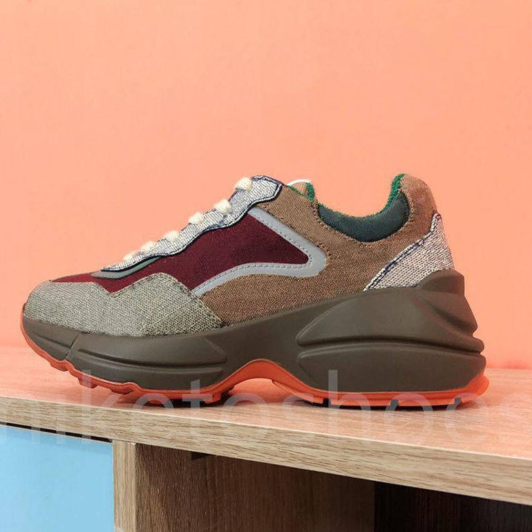 

Rhyton Sneaker Men Women Trainers Casual Shoes Reflective Fabric And Yellow Leather Trims Designer Luxury Sneakers, Color 03