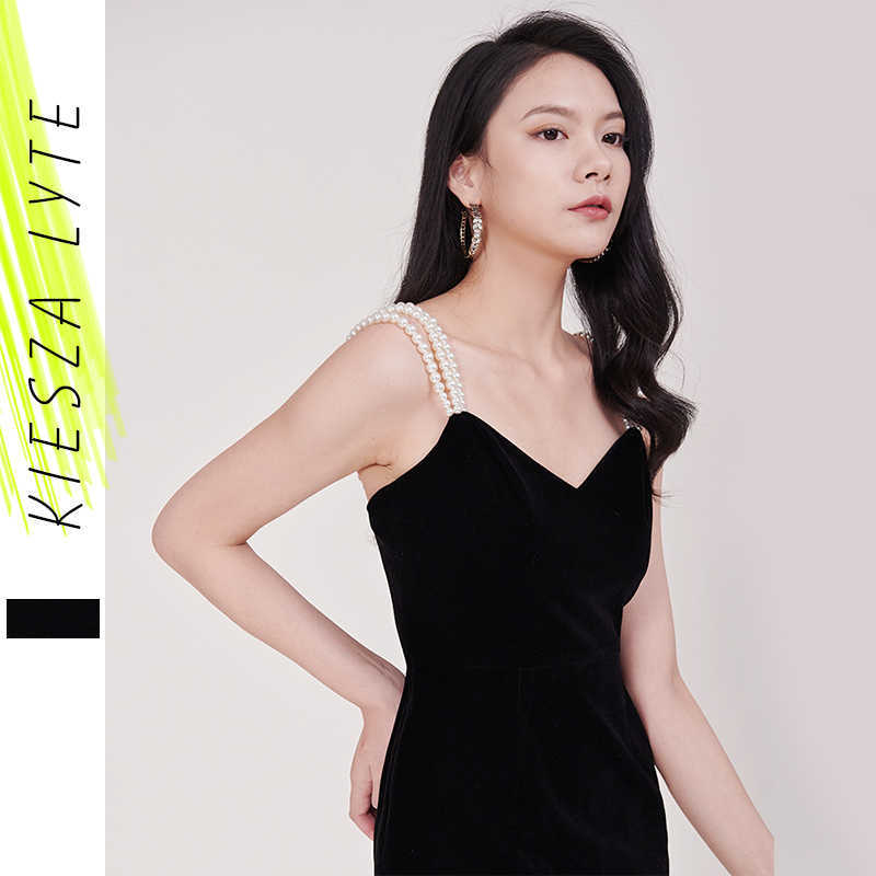 

Sexy Beaded Strap Mini Black Dress Female High Waist Summer Women Evening Party Slim Dresses Vestidos 210608