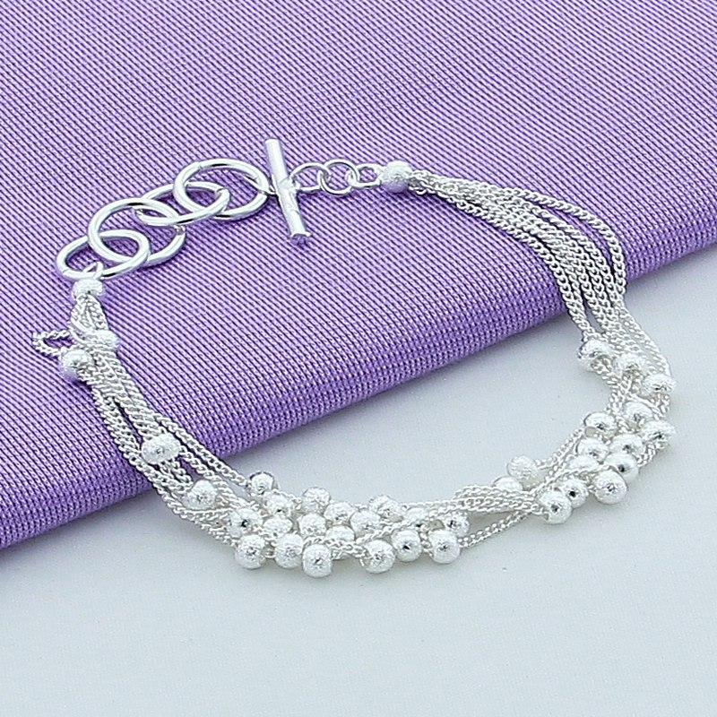 

Beaded, Strands 2022 High Quality 925 Sterling Silver Fashion Luxurious Multi-Line Bead Bracelet For Women Girls Jewelry Gifts