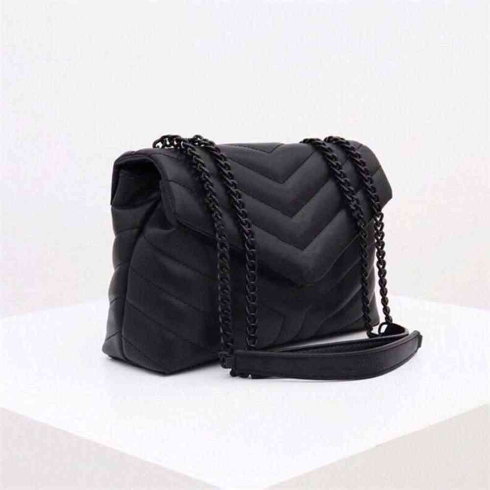 

Luxury designer handbag LOULOU shaped seam leather ladies metal chain shoulder bag high quality flap bag messenger bag wholesale lukas, Gold with box