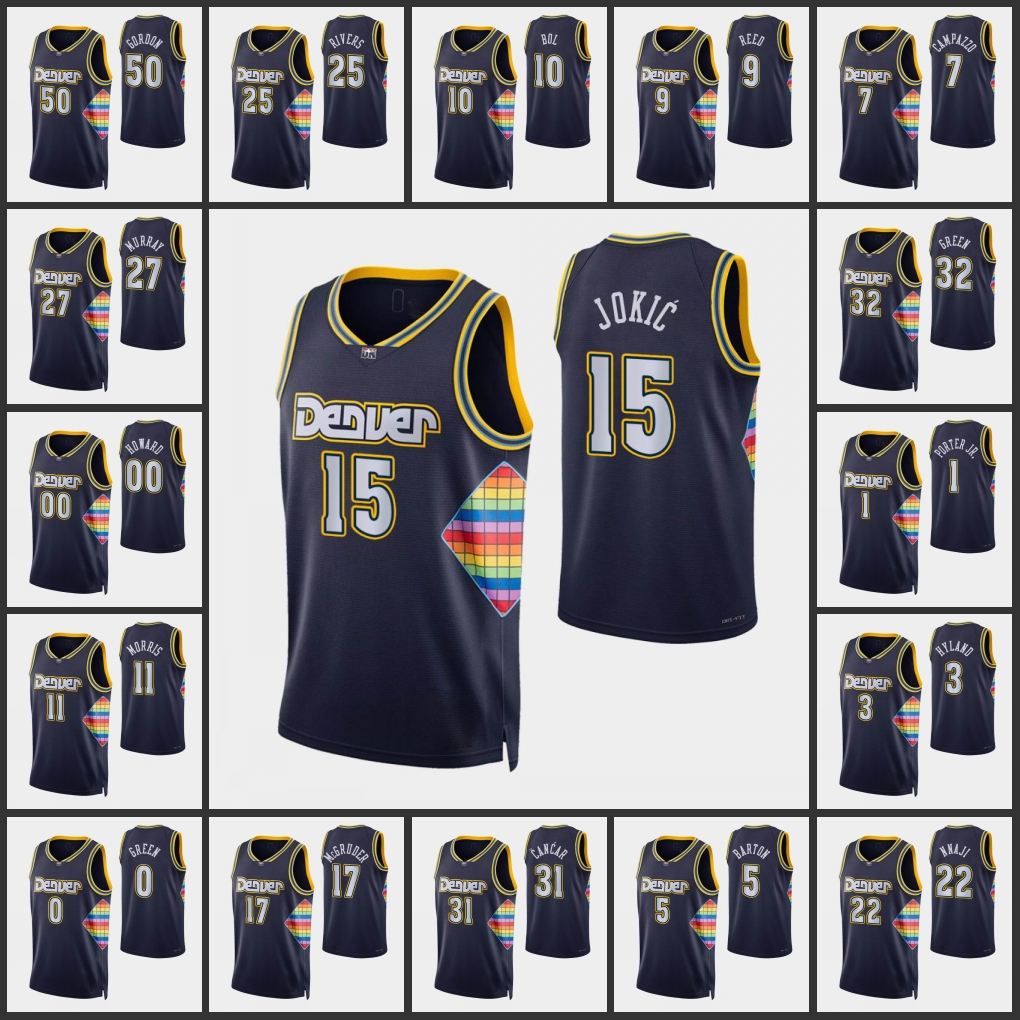 

Men Denver NuggetsMichael Porter Jr. Facundo Campazzo Bol Bol Rodney McGruder Davon Reed NikolaJokic Jamal Murray 75th C, Black