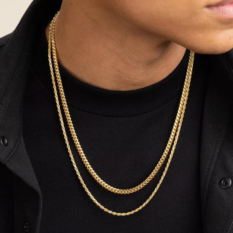 

Chains Stainless Steel 6mm Cuban Link + 3mm Rope Chain Stack