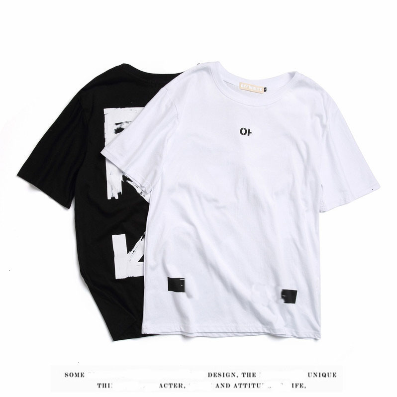 

Off Women's Shoulder T Shirts Tee Street Fashion Brand Summer Hip Hop Short Sleeve Men's Bottom Shirt Rabbit, White