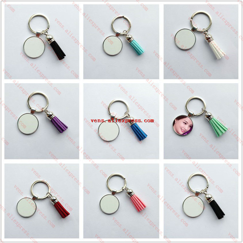 

arrival sublimation short tassels keychains fashion key ring heart transfer printing consumables 8 colours 20pieces/lot