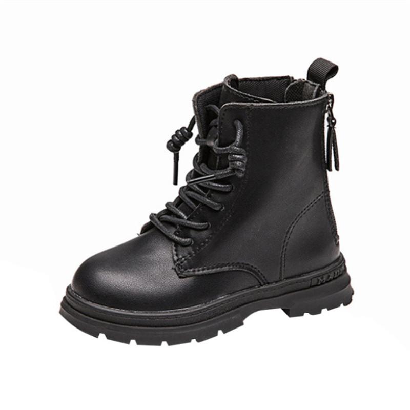 

Boots 2021 Autumn Girls Leather Kids Double Zip Design Waterproof Ankle Fashion Children Size 26-36, Black;grey