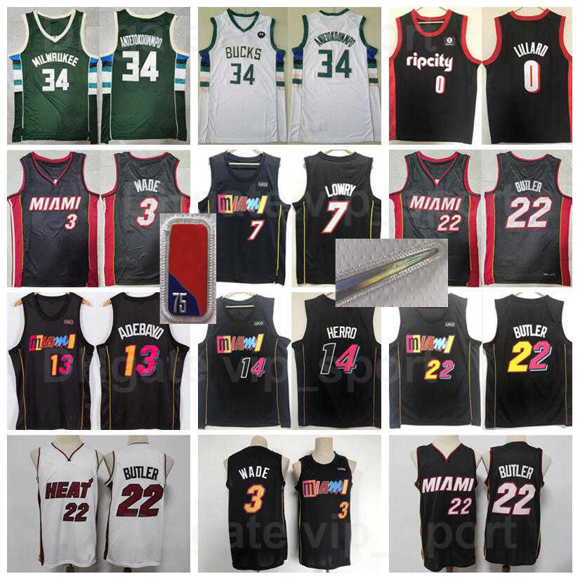 

Men 75th Anniversary Basketball Jersey Diamond Dwyane Wade 3 Damian Lillard 0 Tyler Herro 14 Jimmy Butler 22 Bam Adebayo 13 Kyle Lowry 7 Giannis Antetokounmpo 34, 75th 22