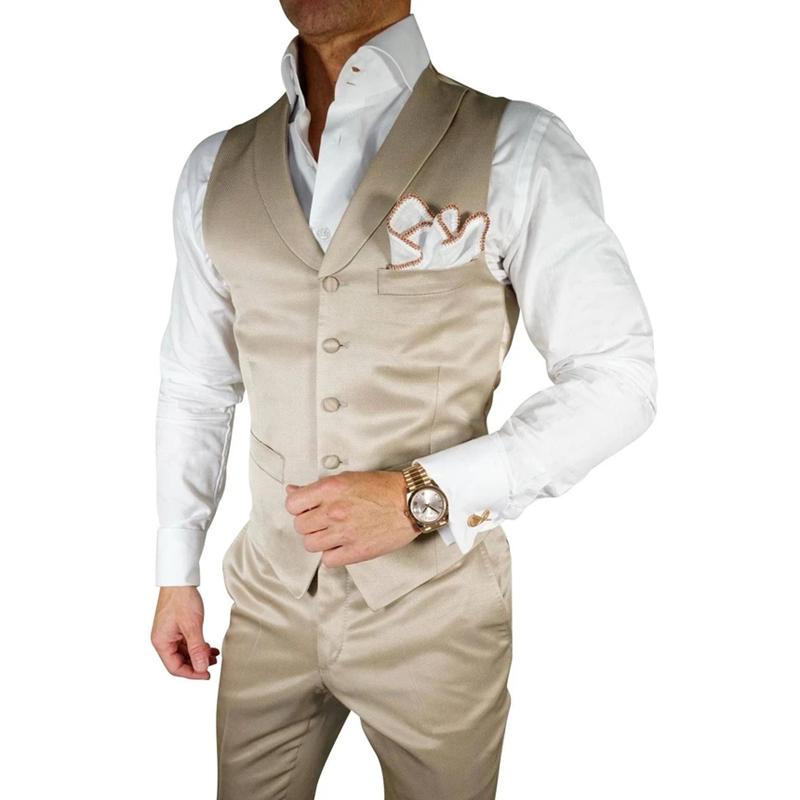 

Men's Suits & Blazers Spring Autumn High Quality Fashion Gentleman Solid Color Vest Slim Fit For Wedding Dress Beach Party Sets(Vest + Pants, Black