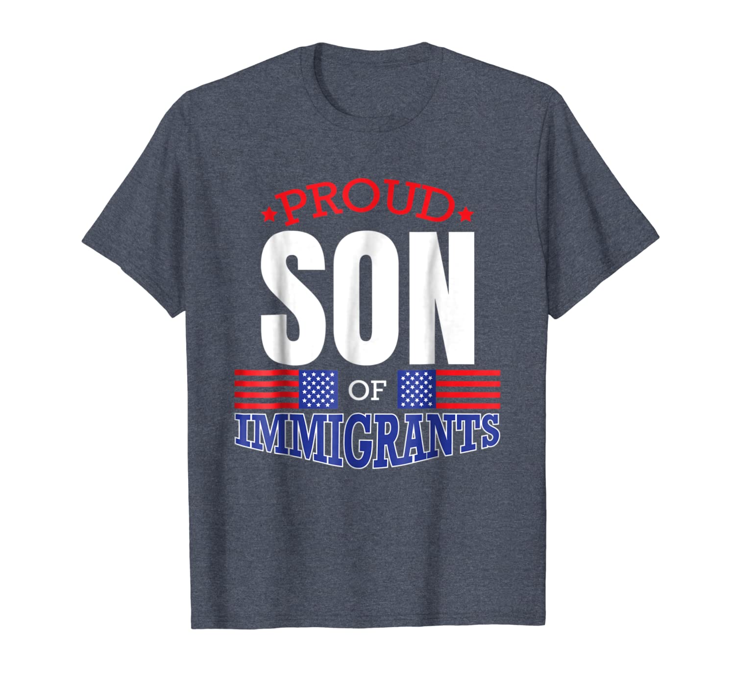 

proud son of immigrants parents patriotic usa t shirt, White;black