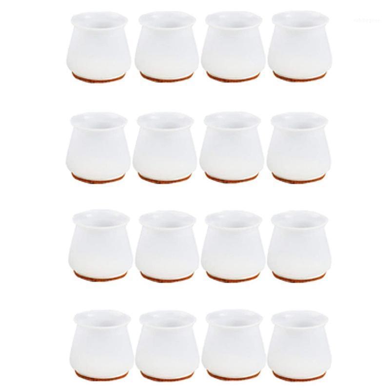 

Silicone Chair Leg Caps With Felt Pads - Free Moving Table Covers, 16 Pcs Stool Protectors Transparent White Covers