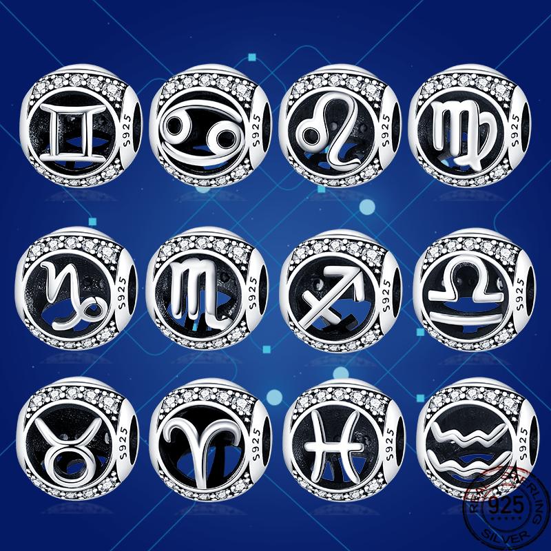 

Other Plata Charms Of Ley 925 Sterling Silver Round Twelve Constellation Series Bit Original Bracelet Women Jewelry