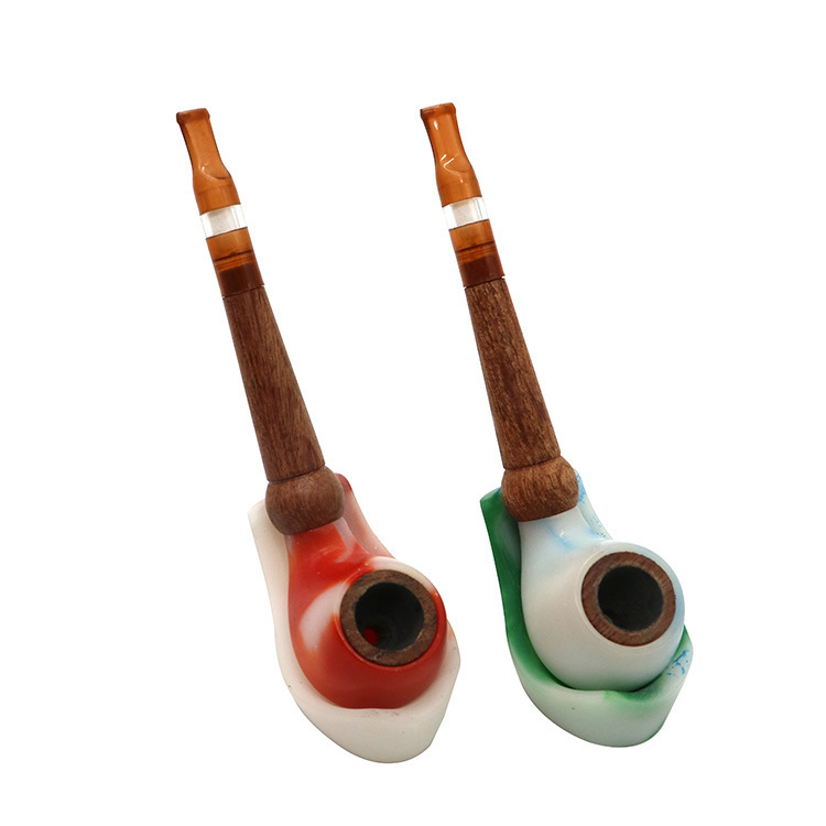 

Wooden handmade pipes imitation jade cut tobacco filter cigarette holder men's solid wood pipe foe smoking