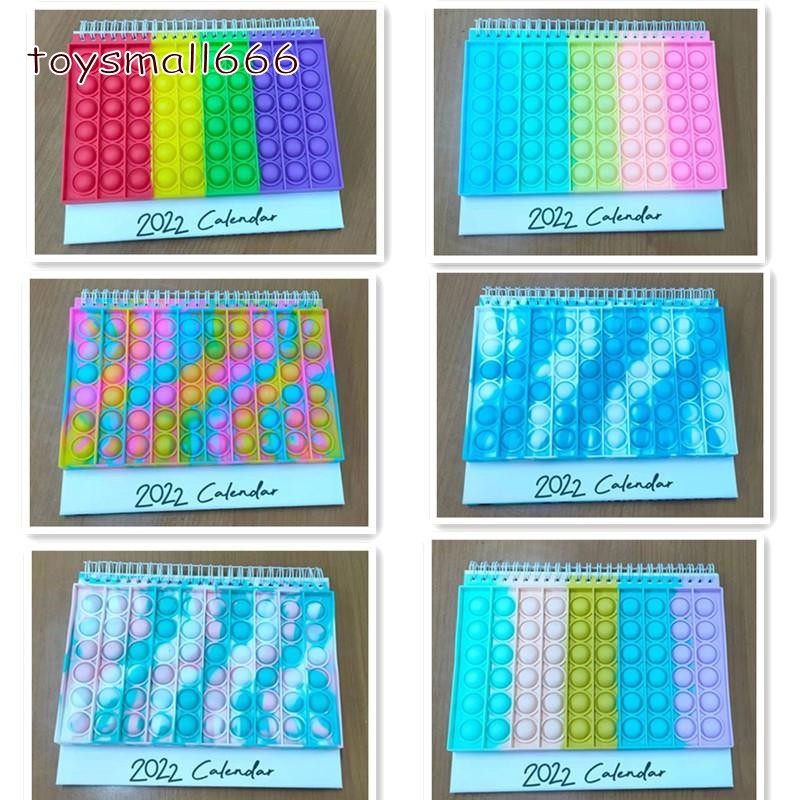 

2022 Calendar Push Bubble Decompression Fidget Toys Silicone Cover Desk Calendar Desktop Decoration New Year Gift