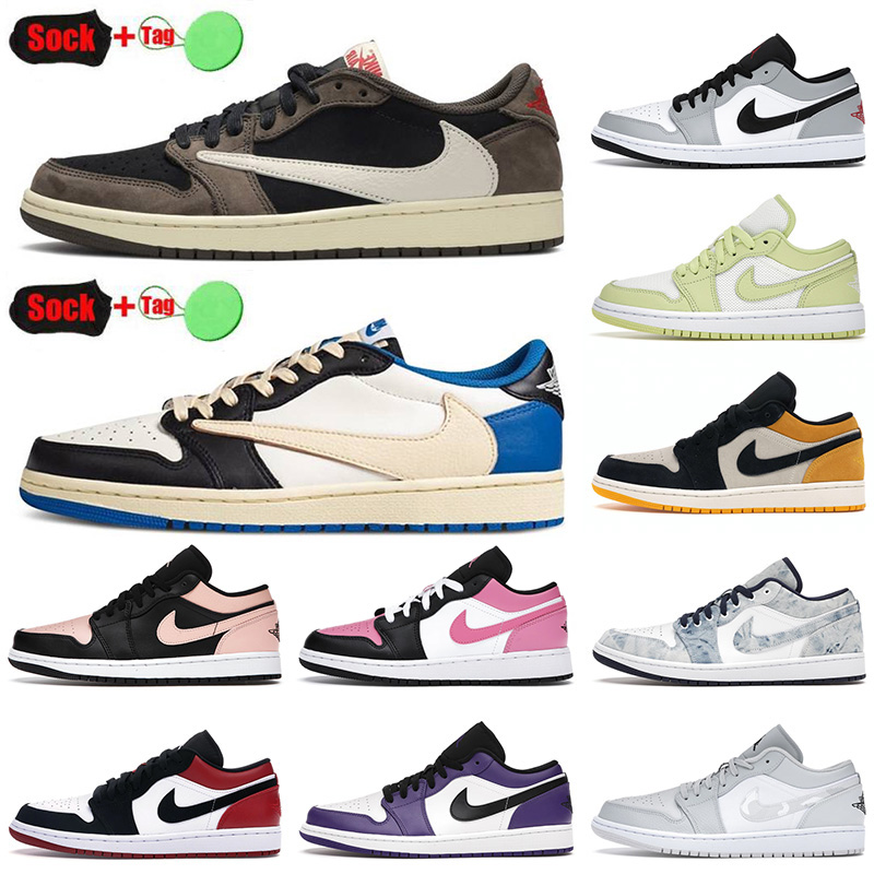

Jordan 1 Low Basketball Shoes Travis Cactus Jack Air 1s Jumpman Retro Smoke Grey Mens Women White Camo Black Metallic Silver Sneakers Trainers 36-46, Low white camo 36-46