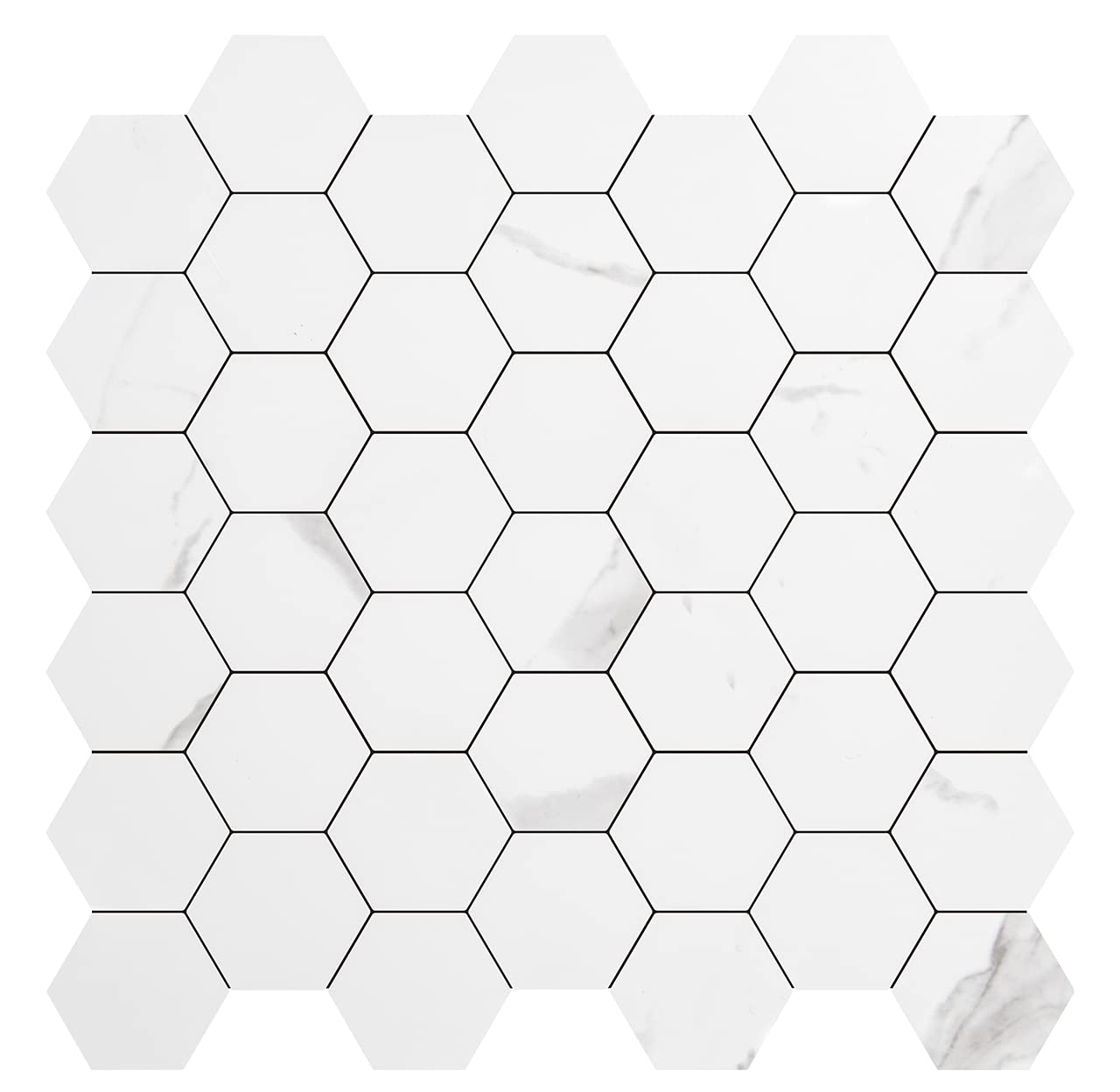 Art3d 1-Piece 3D Wall Stickers Self-adhesive Hexagon Mosaic Peel and Stick Backsplash Tiles for Kitchen Bathroom , Wallpapers(31X30CM)-image-724636466